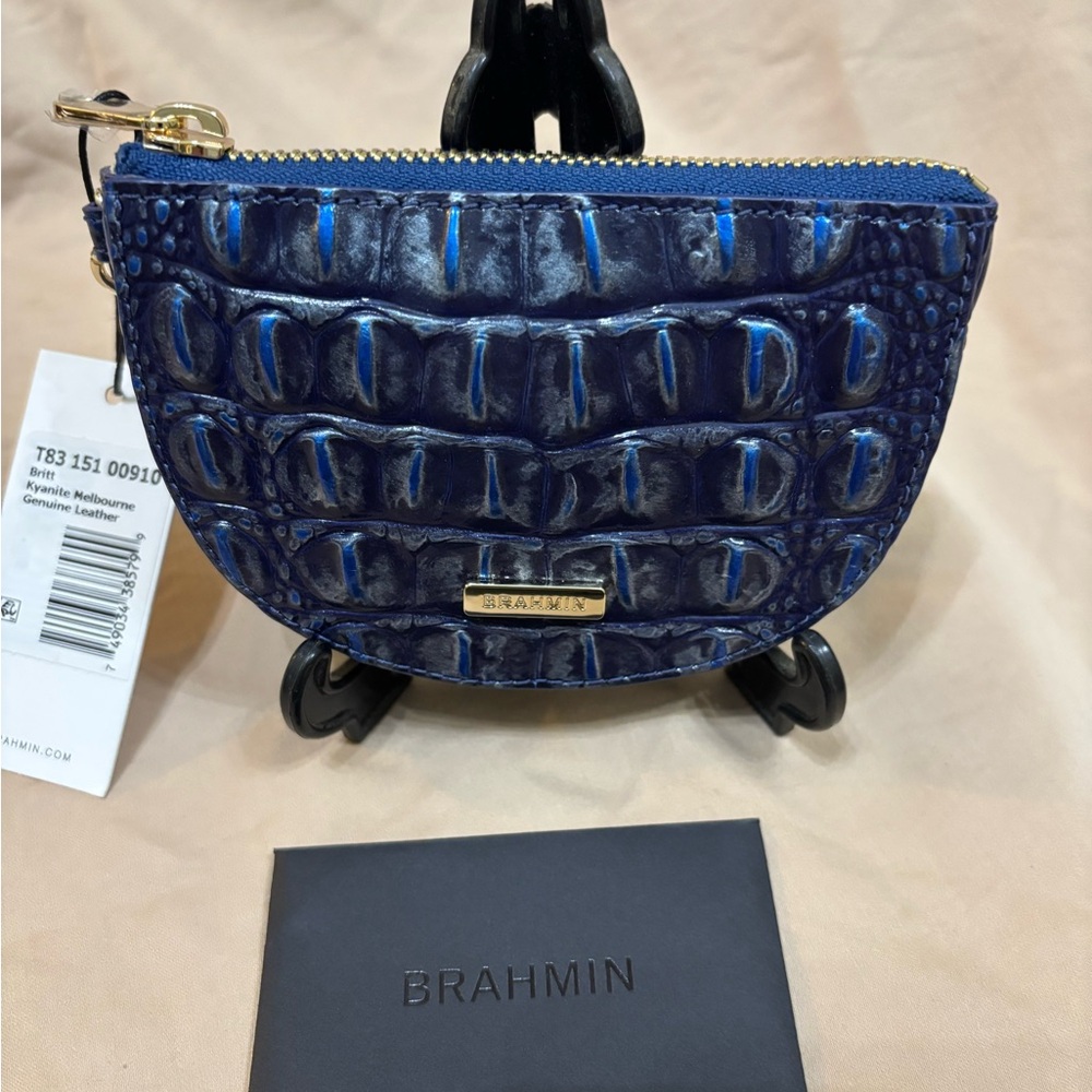 Brahmin Blue Crocodile Embossed Women's Credit Card Holder